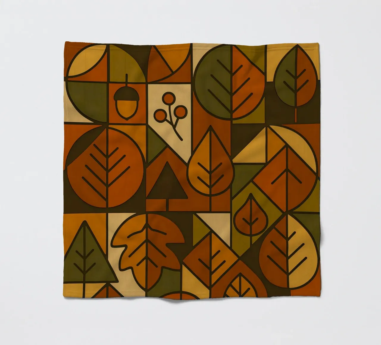 Autumn Motifs With Abstract And Minimalist Geometry fleece blanket by ARTOMATIC