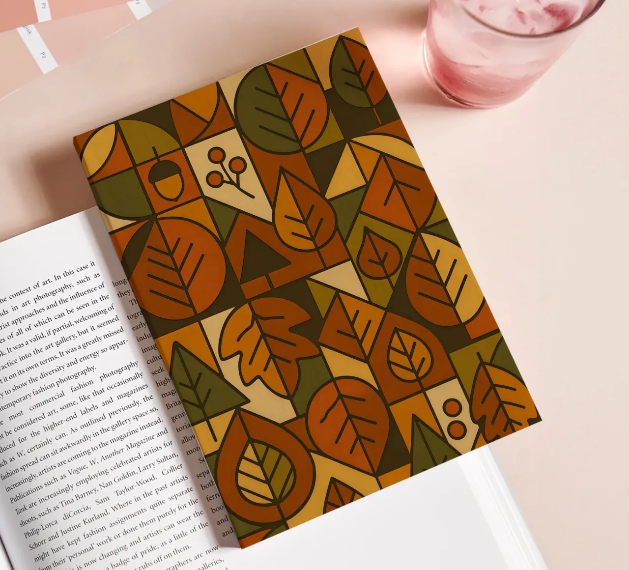 Autumn Motifs With Abstract And Minimalist Geometry notebook by ARTOMATIC