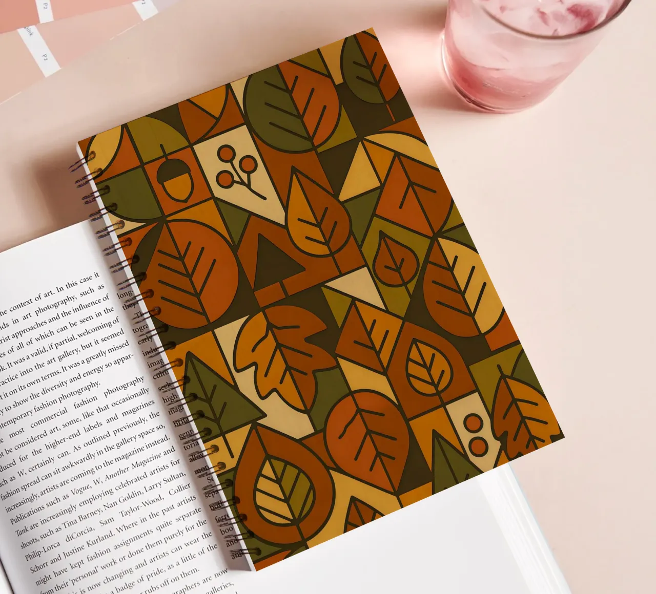 Autumn Motifs With Abstract And Minimalist Geometry spiral notebook by ARTOMATIC