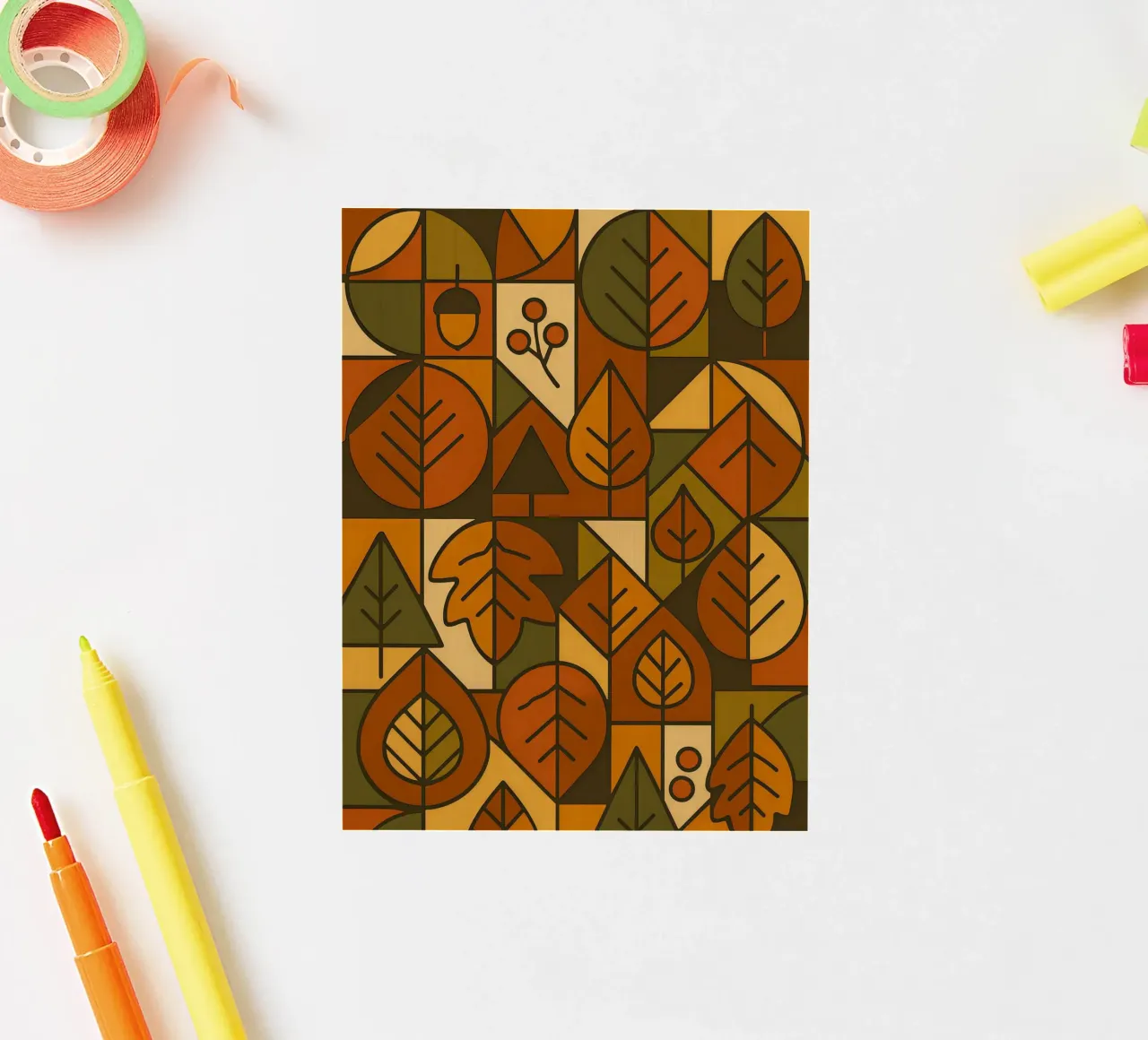 Autumn Motifs With Abstract And Minimalist Geometry sticker by ARTOMATIC