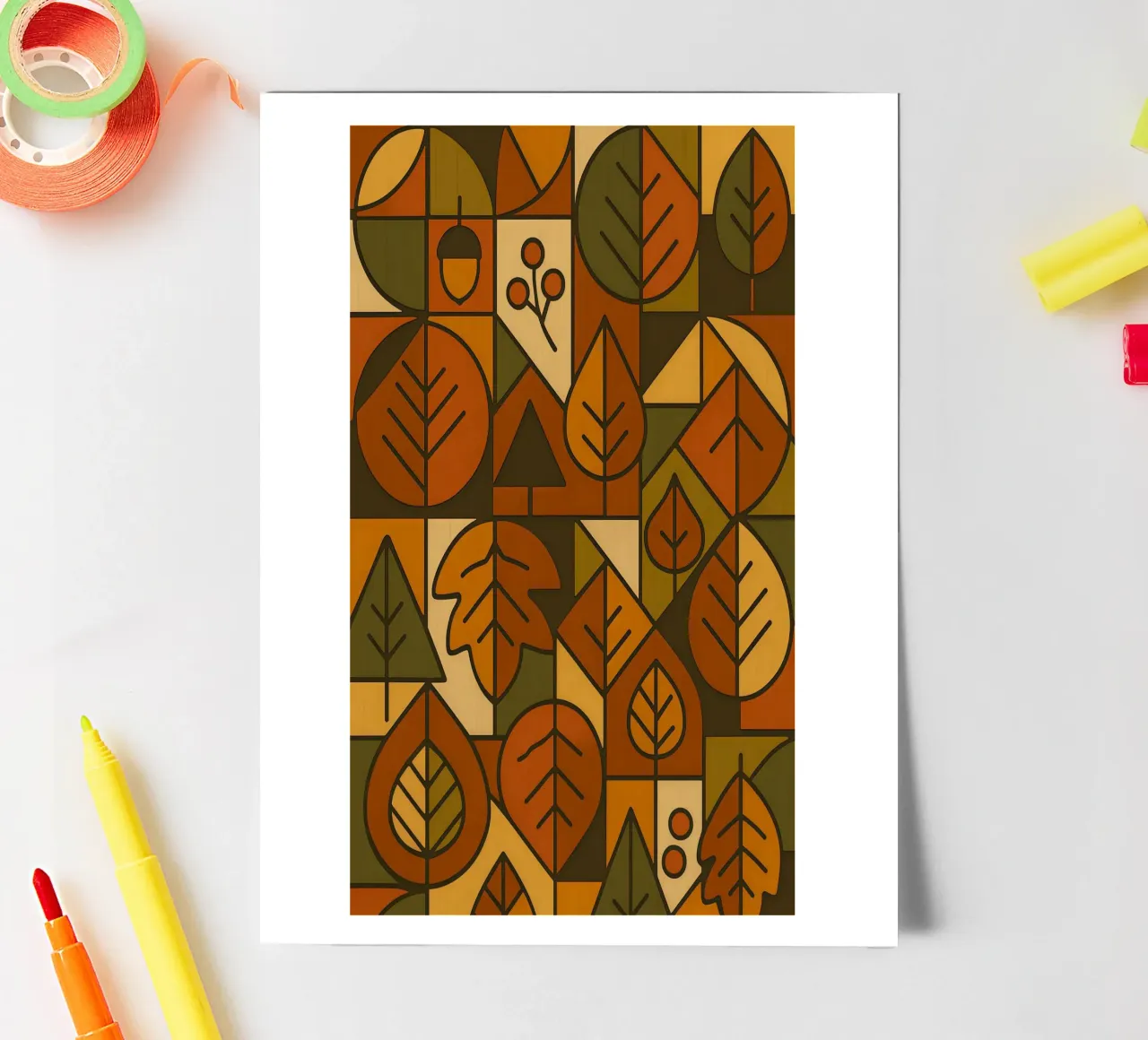 Autumn Motifs With Abstract And Minimalist Geometry sticker sheet by ARTOMATIC