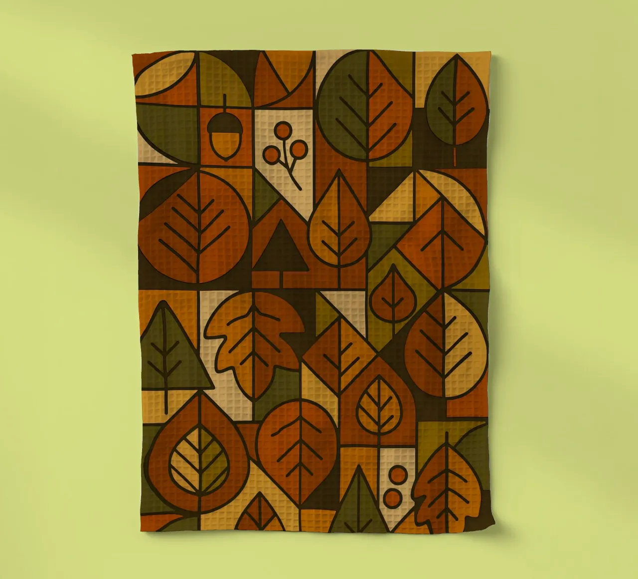 Motifs d'automne avec géométrie abstraite et minimaliste torchon de ARTOMATIC