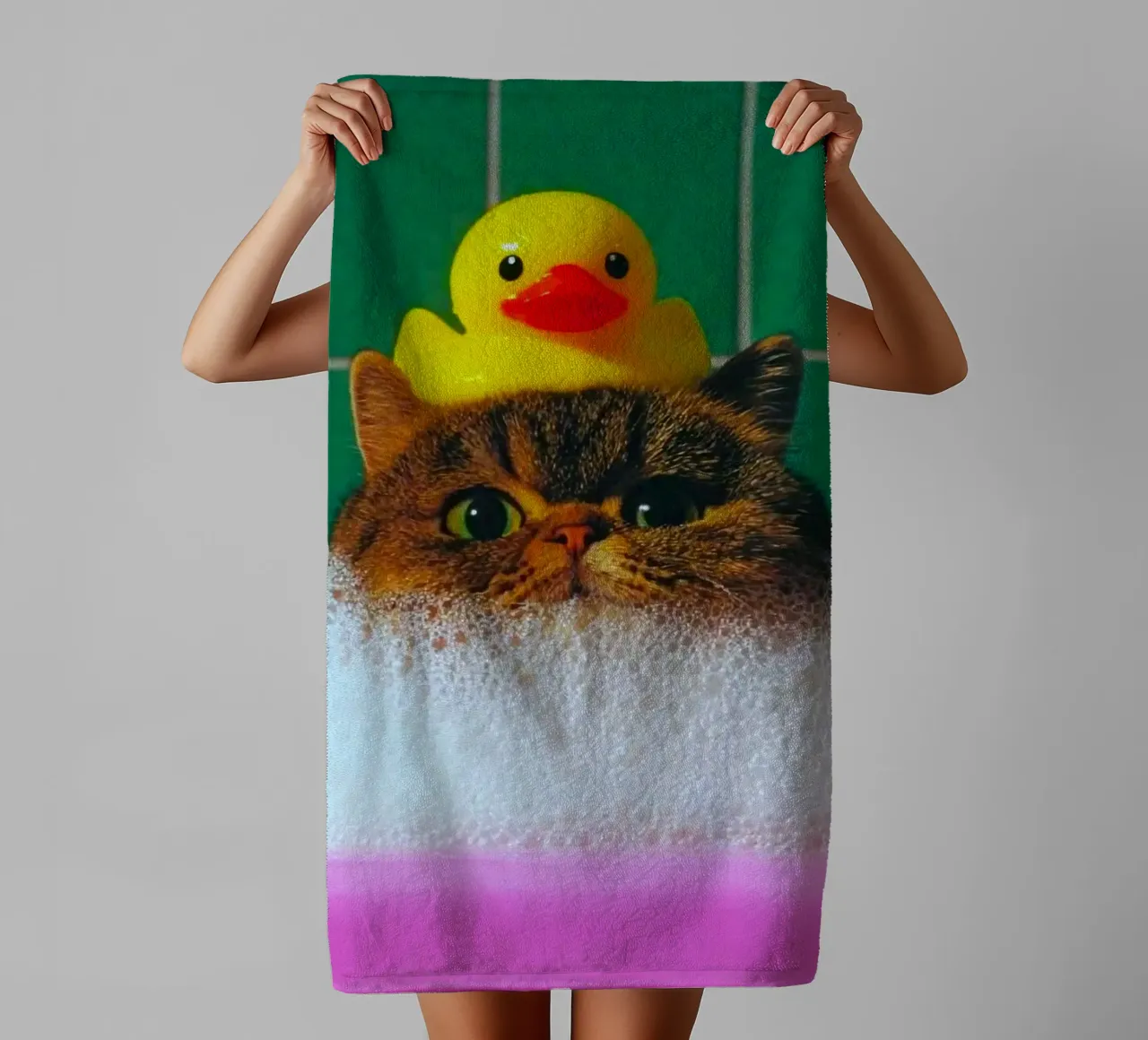cat in shower asciugamano da bagno da ryan