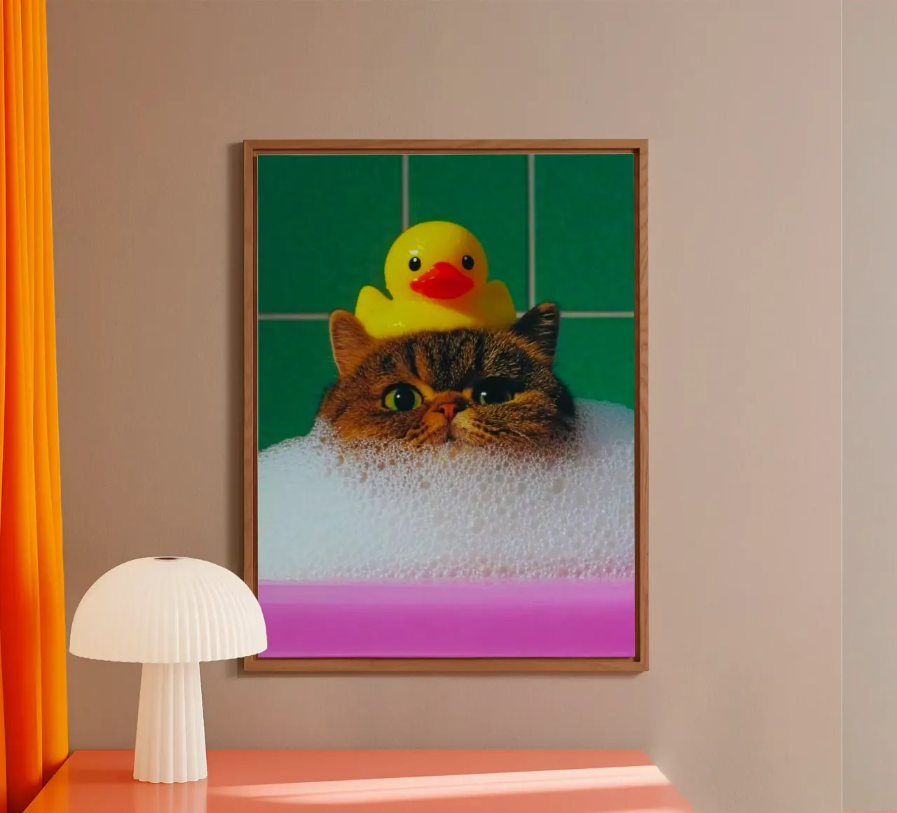 cat in shower alluminio dibond da ryan