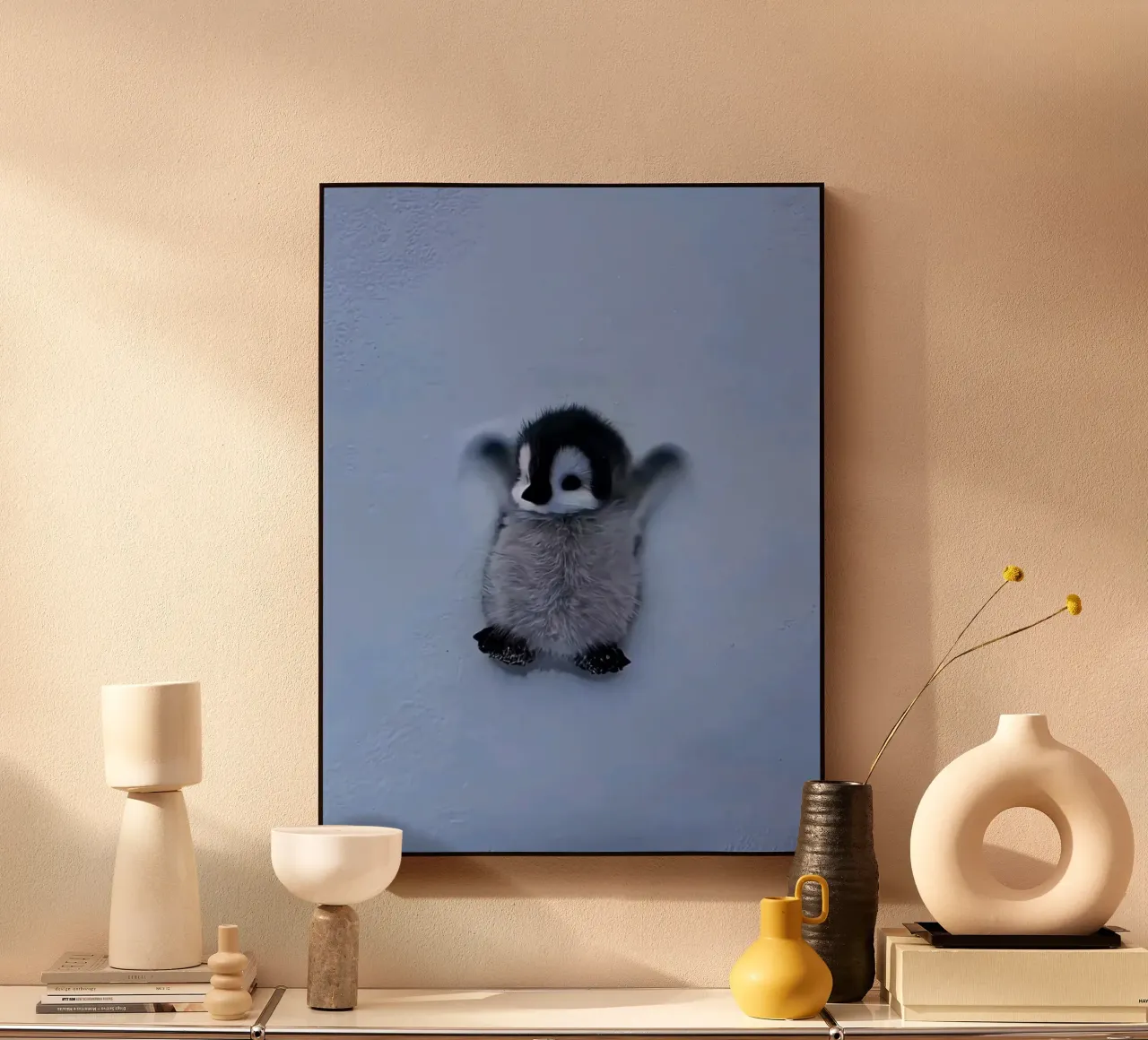 penguin on snow plexiglass da ryan