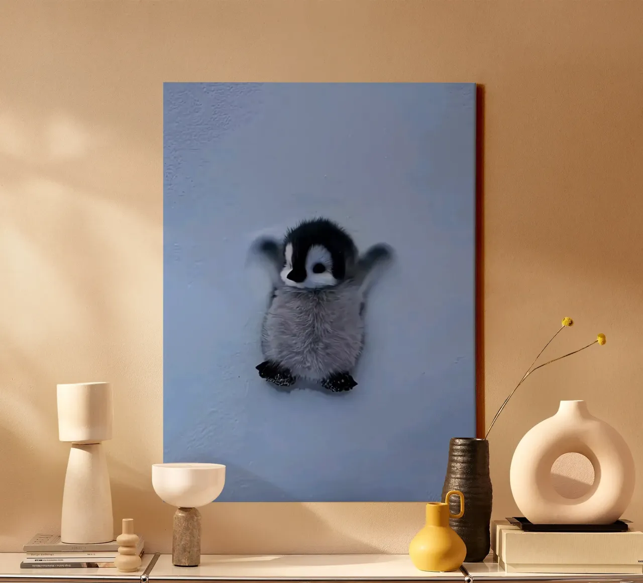 penguin on snow tela da ryan
