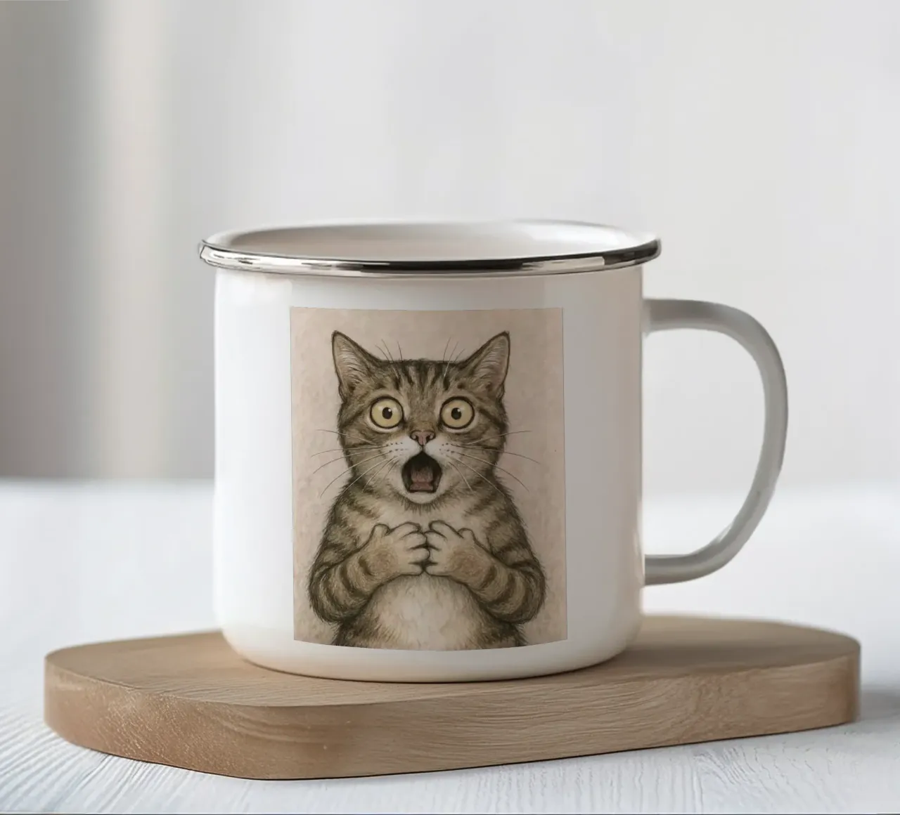 wow cat tazza in smalto da ryan