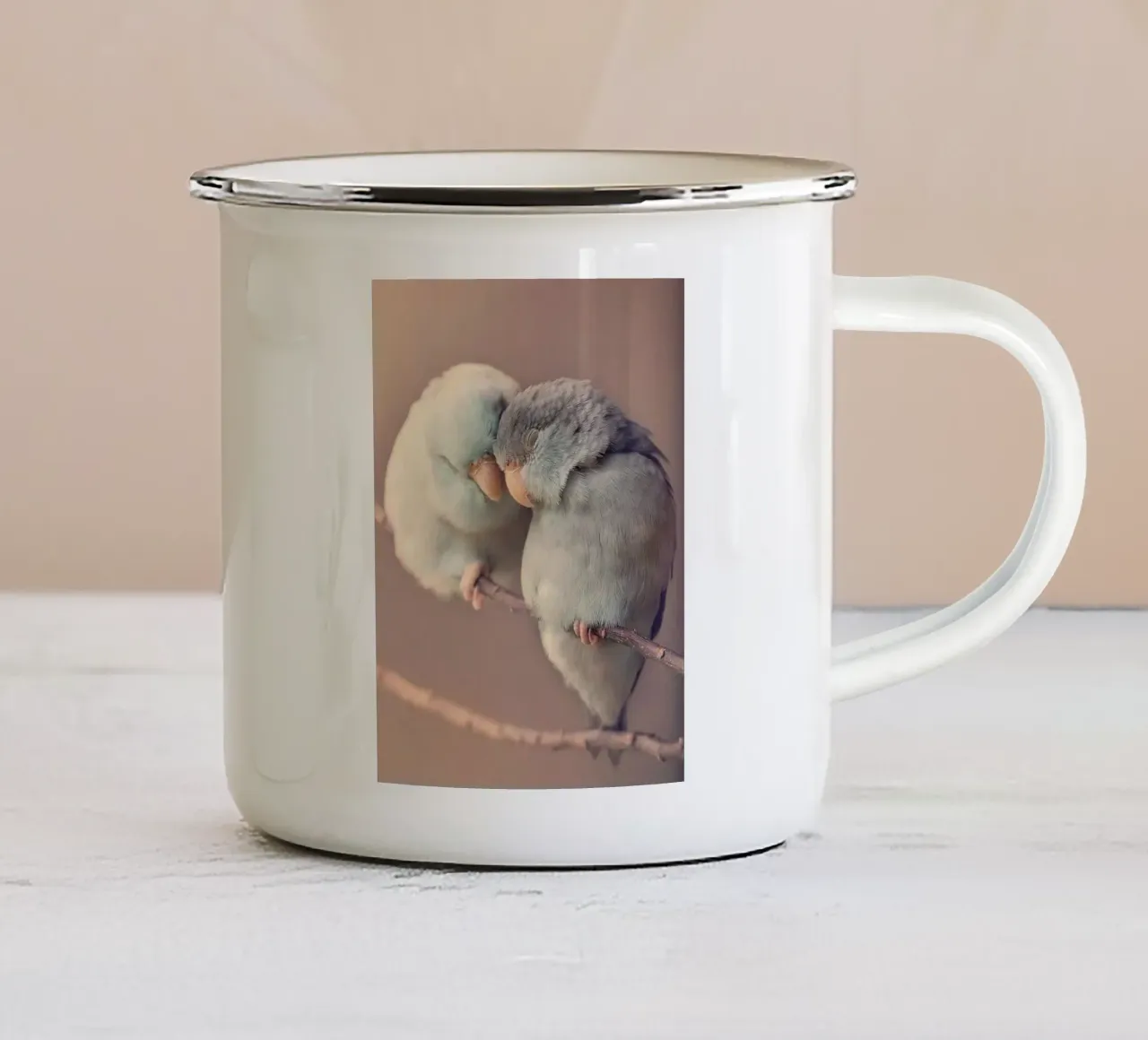 couple bird tazza in smalto da ryan