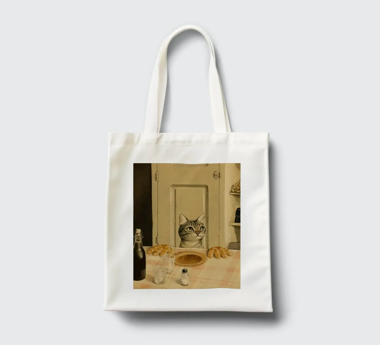 cat in dining table borsa in juta da ryan