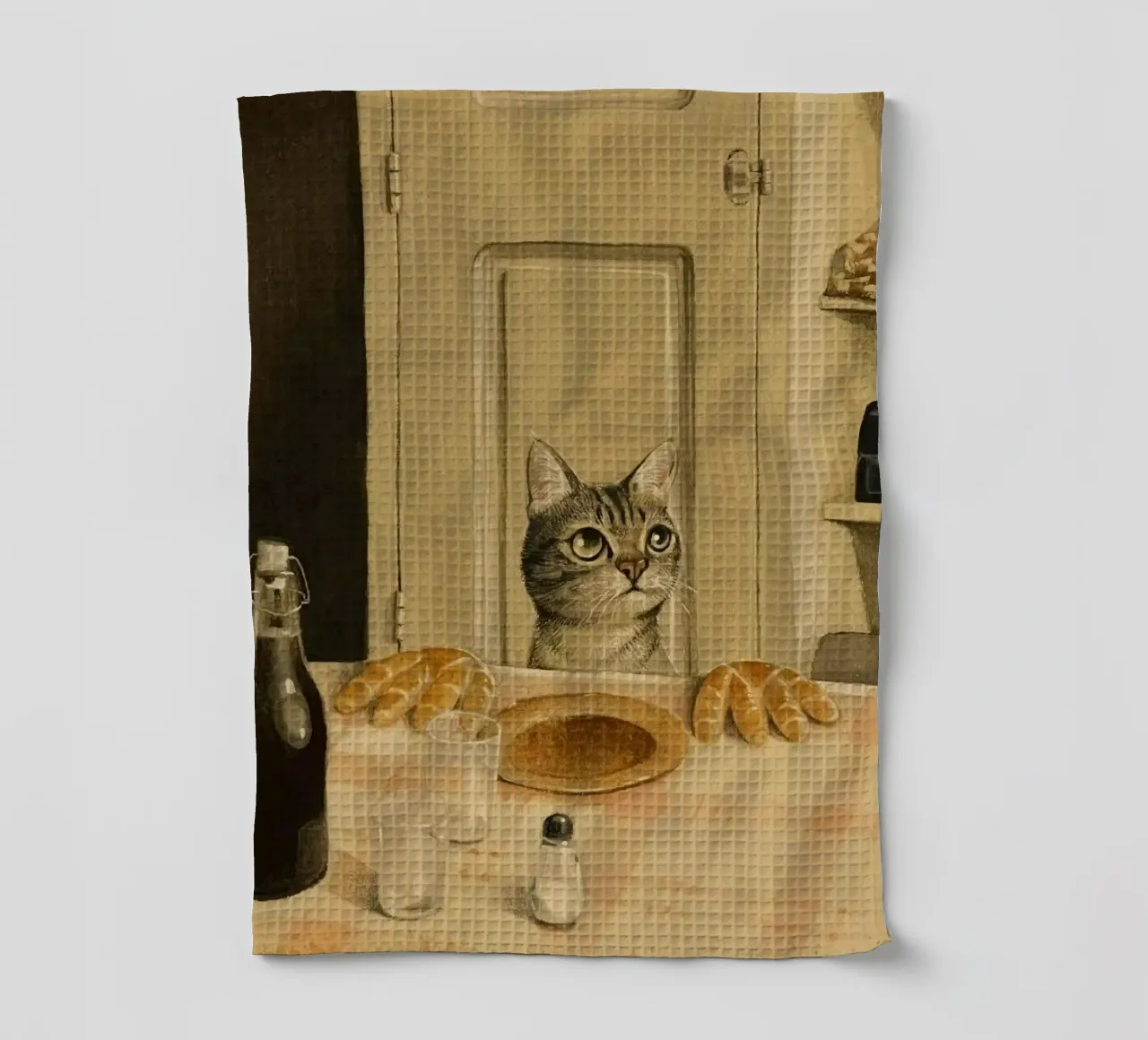cat in dining table canovaccio da cucina da ryan