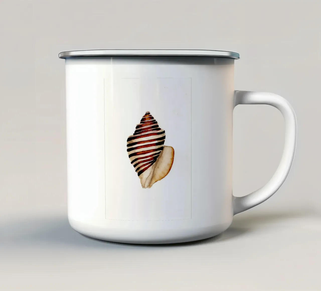 stripe shell emaille mok van Nathys_illustration