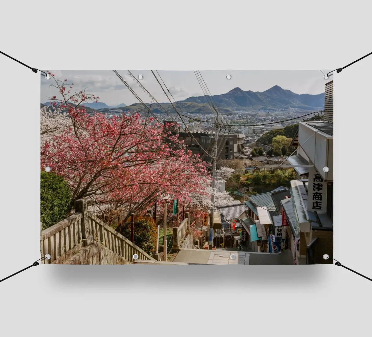 Le scale del tempio di Shikoku, Giappone telo in pvc da Marcel Bisig