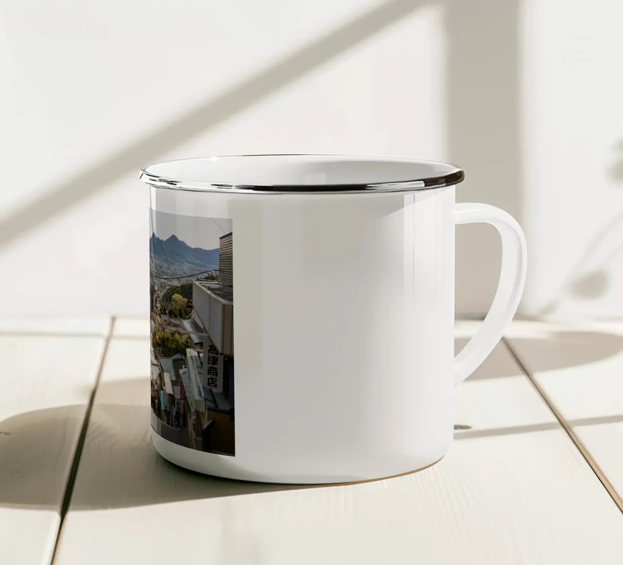 Le scale del tempio di Shikoku, Giappone tazza in smalto da Marcel Bisig