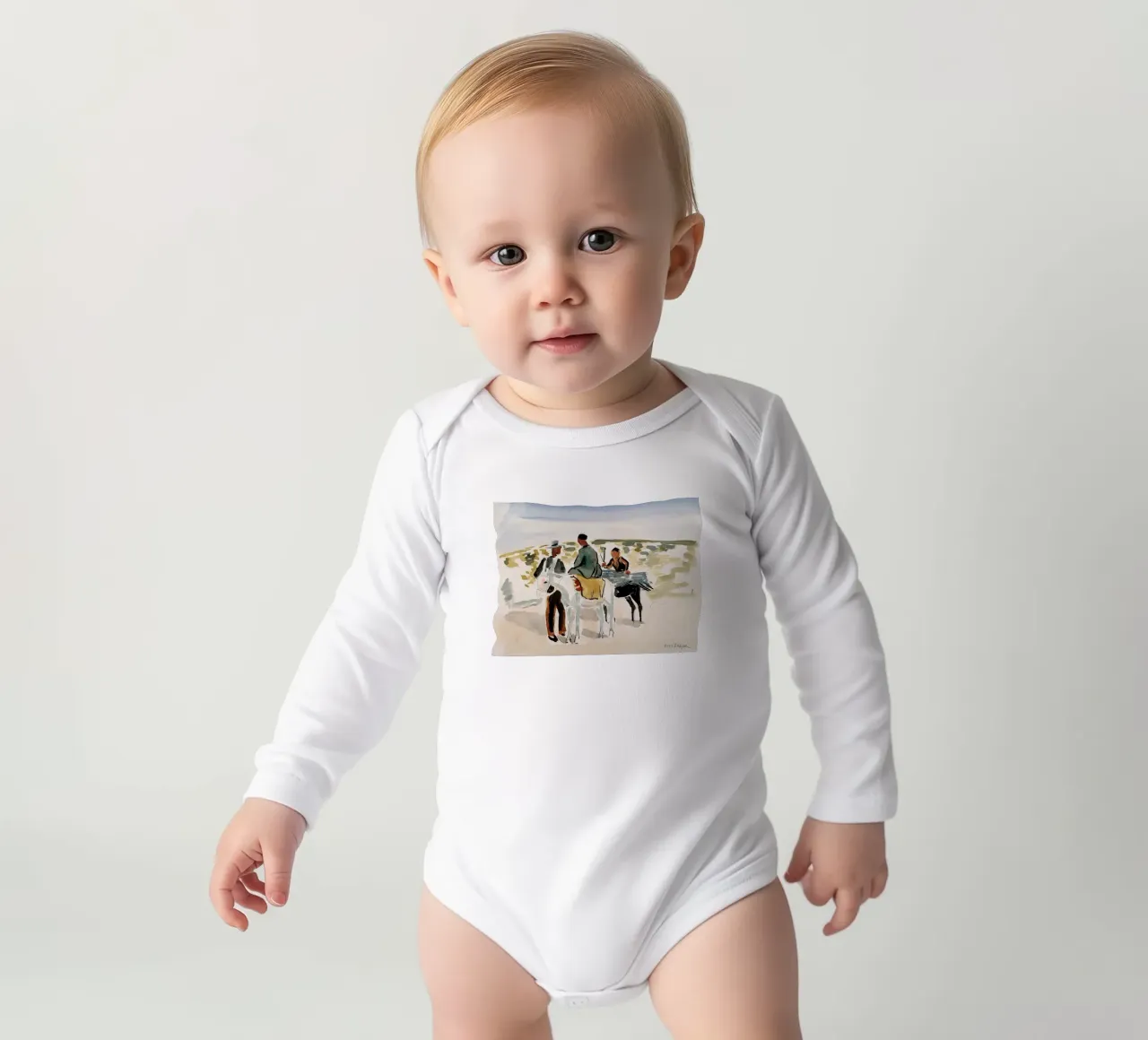 Cavalieri in Camargue body neonato maniche lunghe da Peteriespinoza Studio