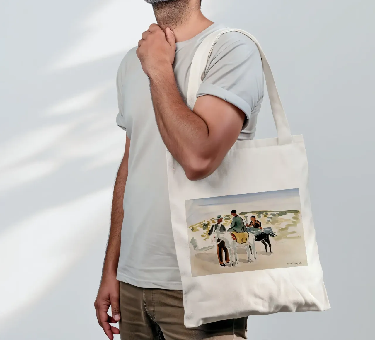 Cavalieri in Camargue borsa in juta da Peteriespinoza Studio