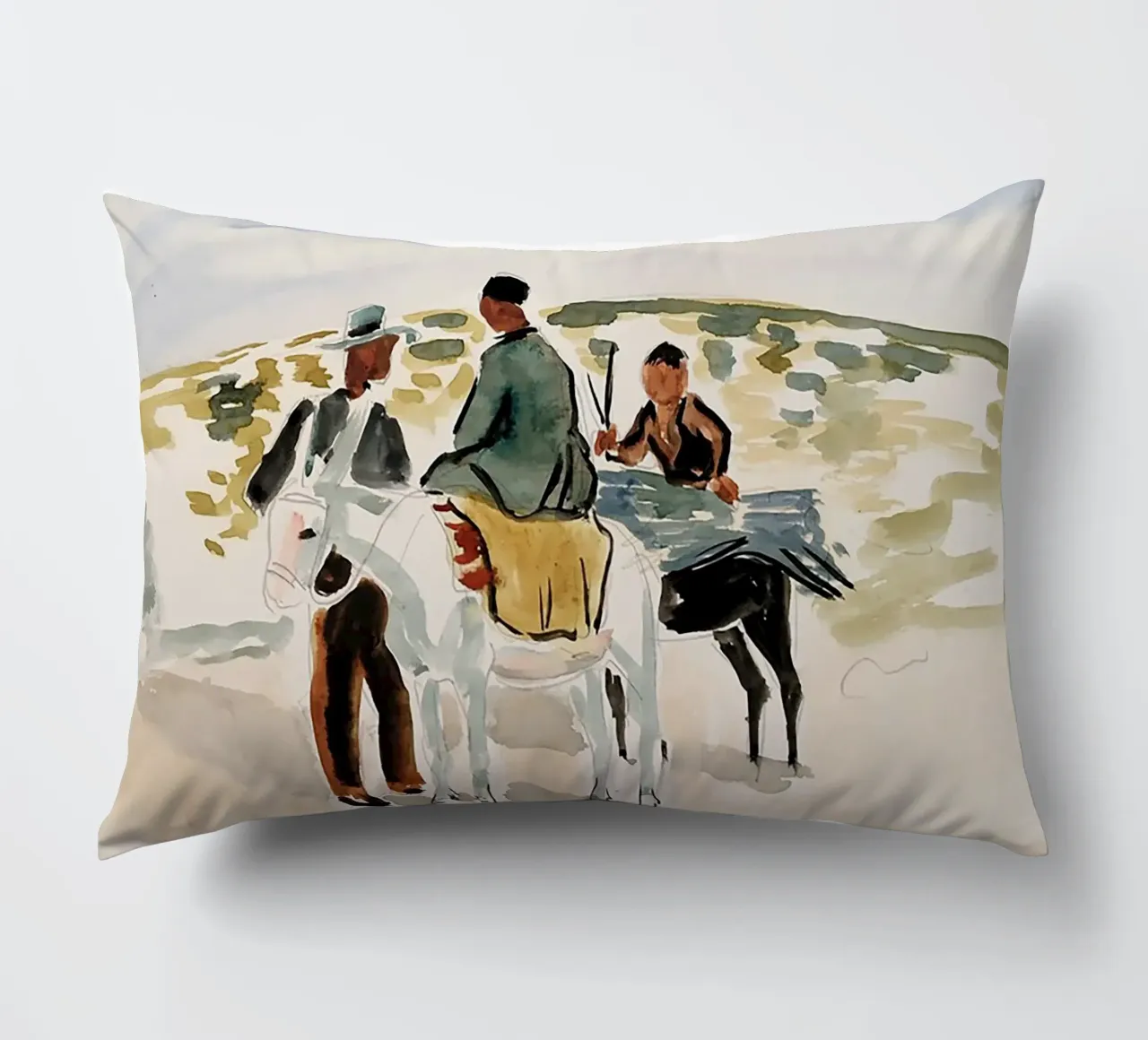 Cavalieri in Camargue cuscino da Peteriespinoza Studio