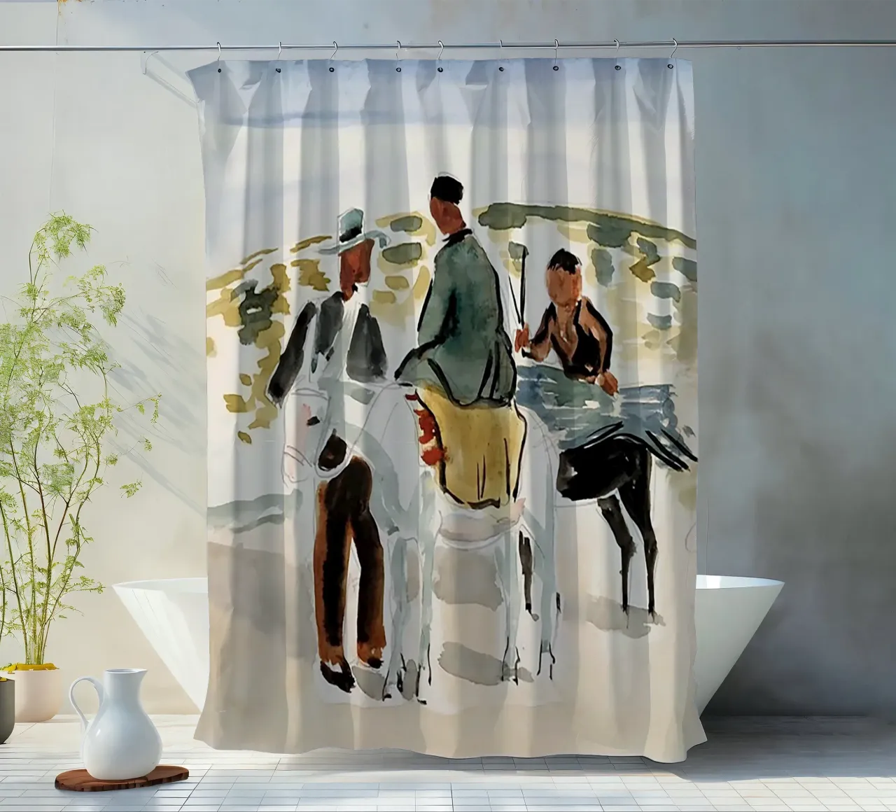 Cavalieri in Camargue tenda da doccia da Peteriespinoza Studio