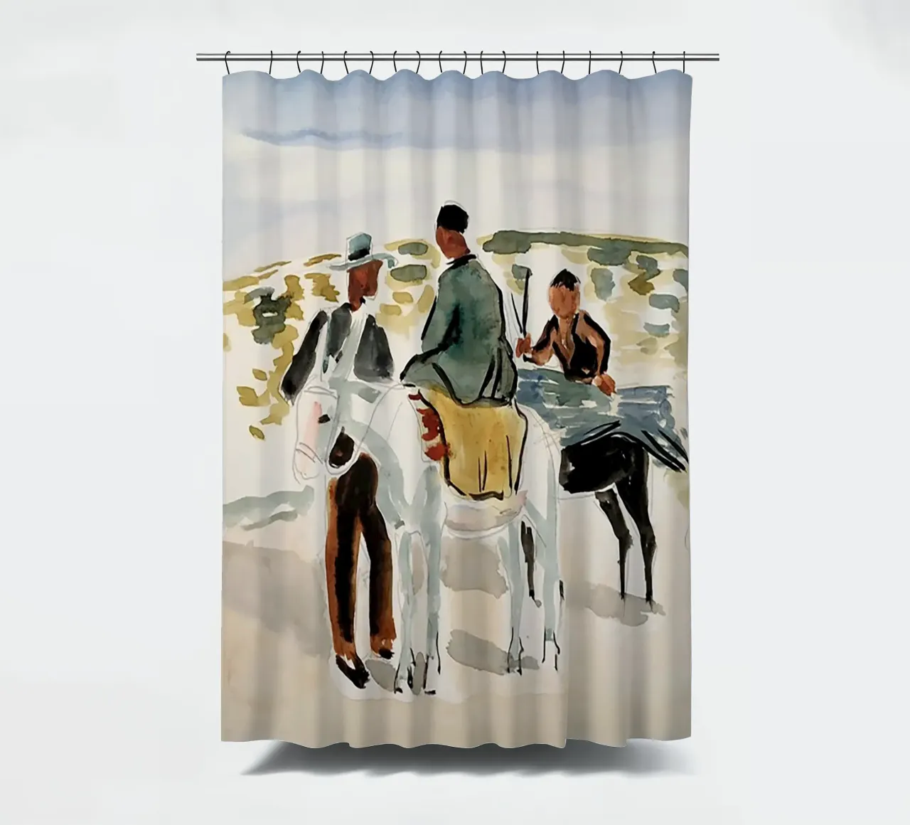 Cavalieri in Camargue tenda da doccia da Peteriespinoza Studio