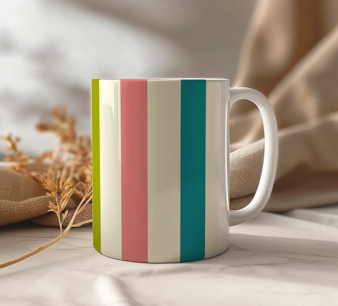 Retro 60s Vibrant Summer Vibes Stripes No1 tazza in ceramica da TijanaArtStudio88