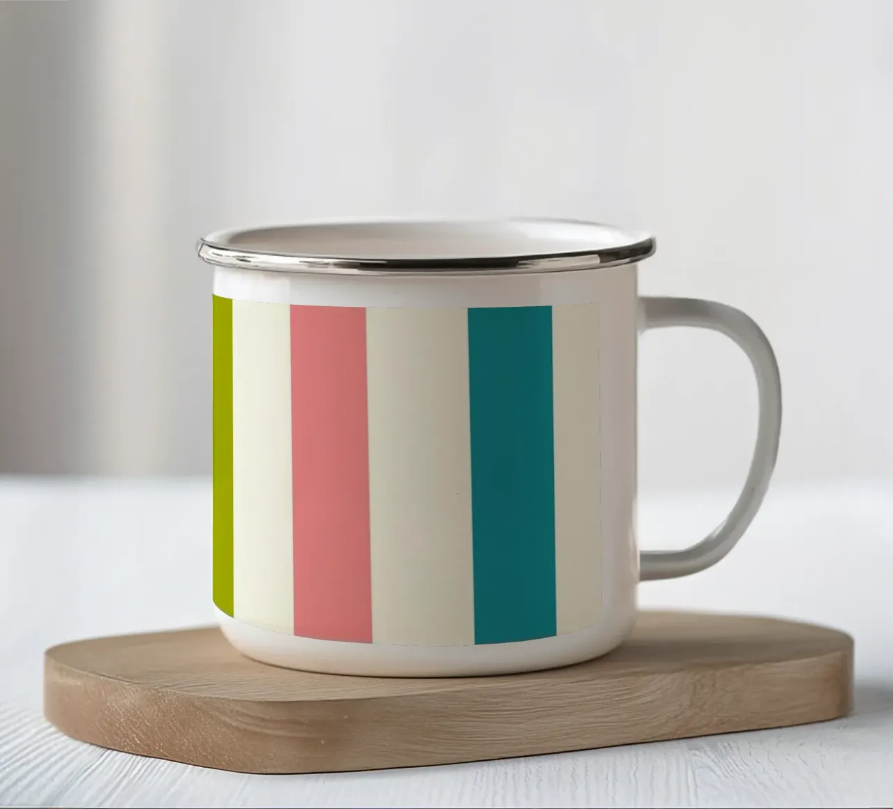 Retro 60s Vibrant Summer Vibes Stripes No1 tazza in smalto da TijanaArtStudio88