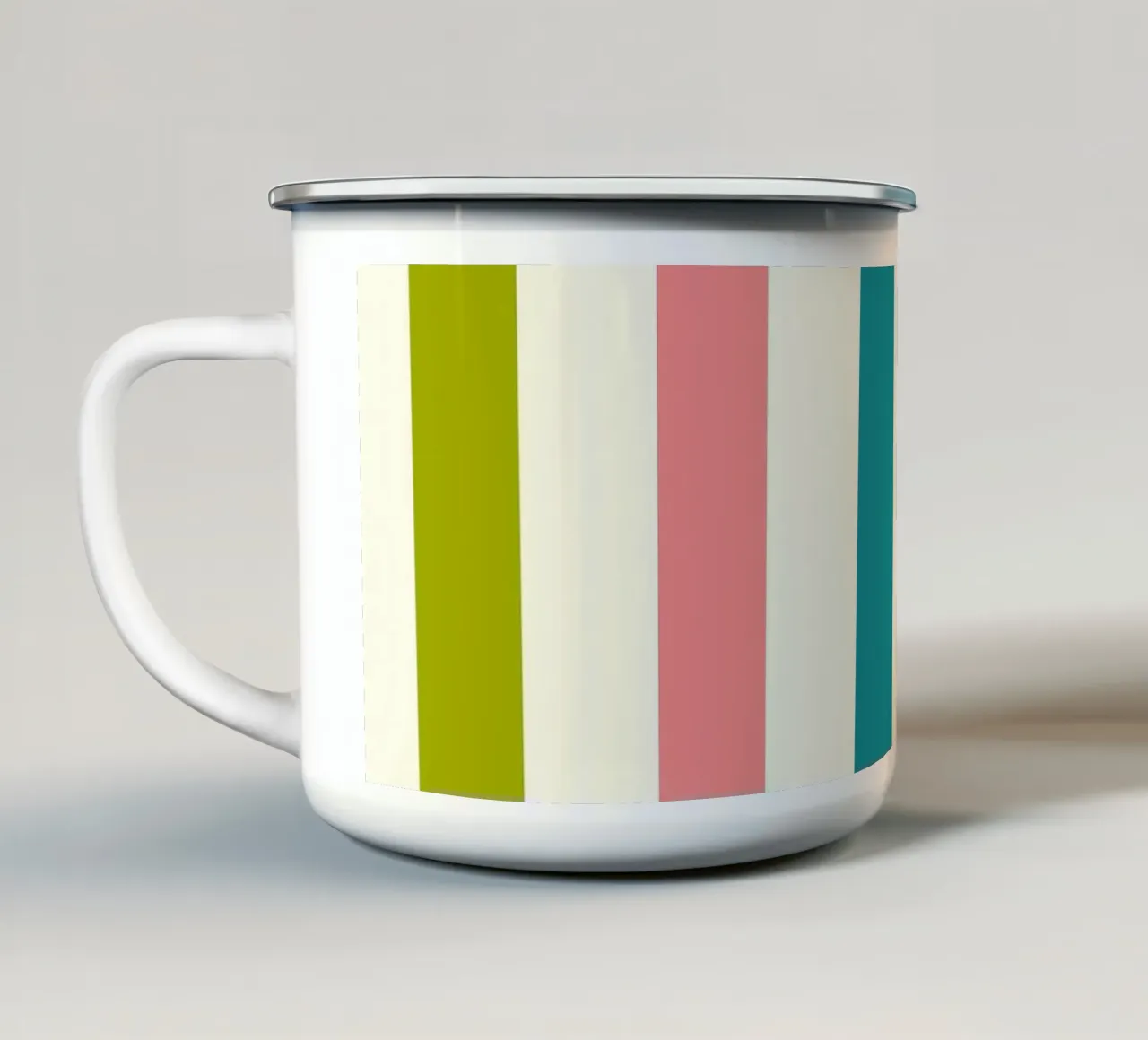Retro 60s Vibrant Summer Vibes Stripes No1 tazza in smalto da TijanaArtStudio88
