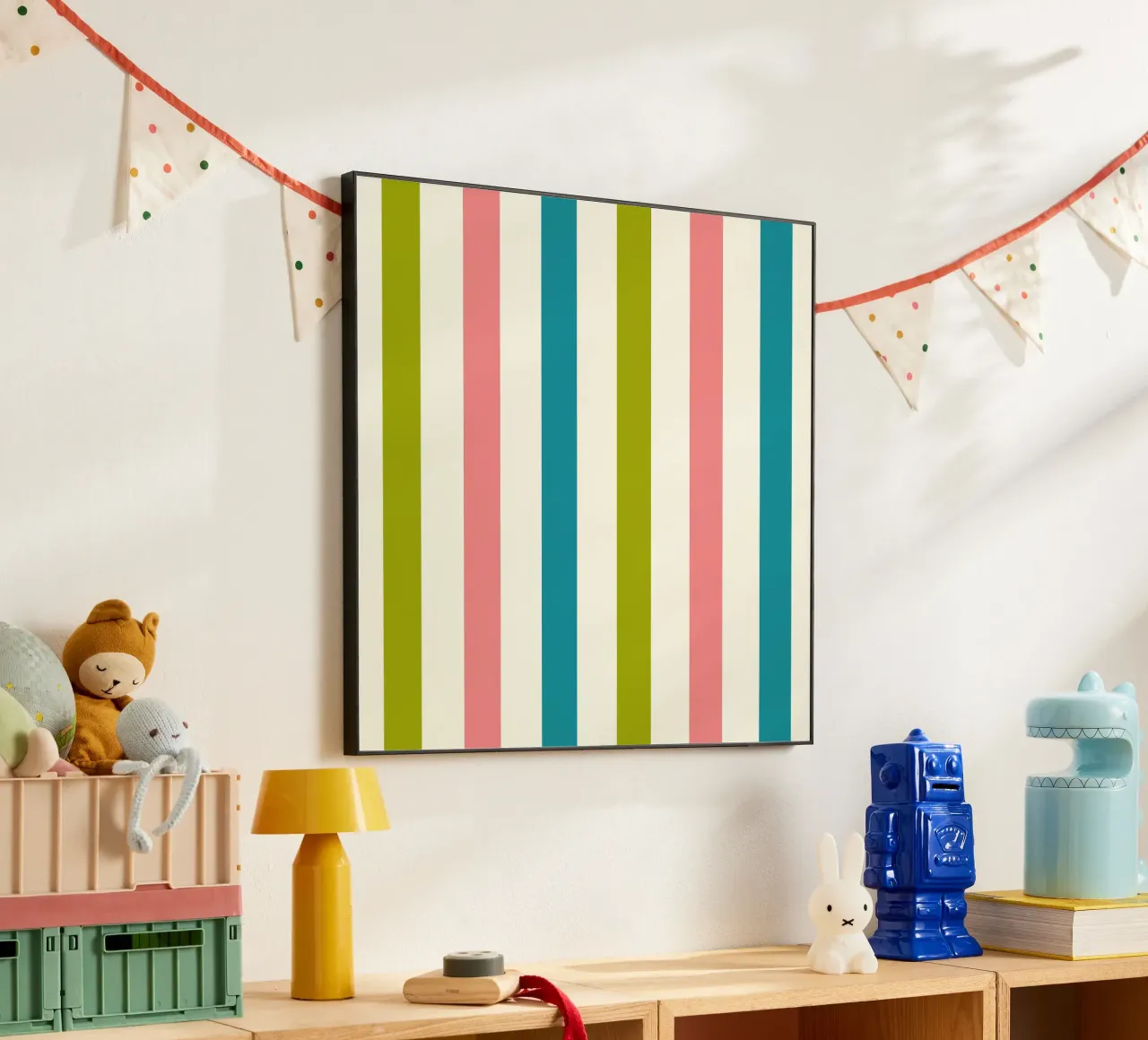 Retro 60s Vibrant Summer Vibes Stripes No1 alluminio dibond da TijanaArtStudio88