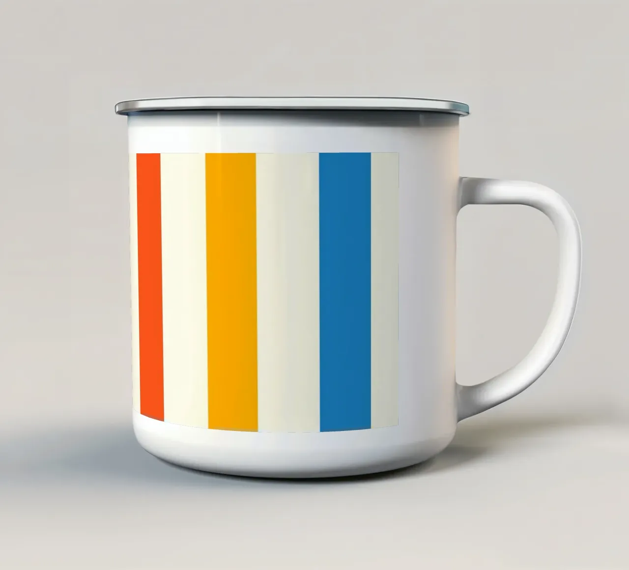Retro 60s Vibrant Summer Vibes Stripes No2 tazza in smalto da TijanaArtStudio88