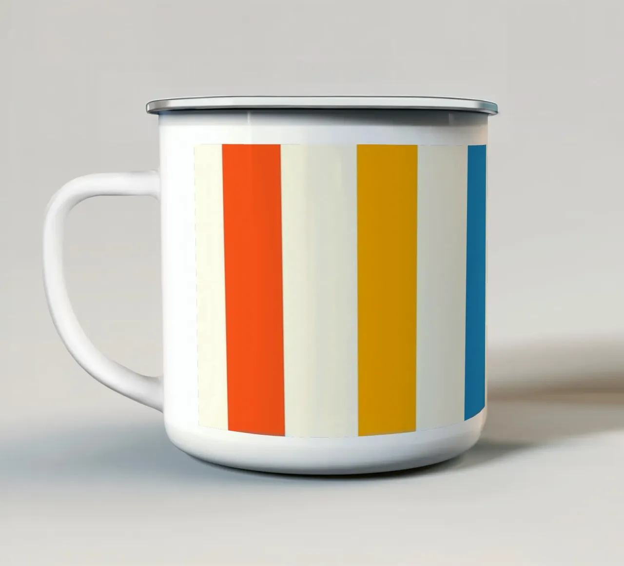 Retro 60s Vibrant Summer Vibes Stripes No2 tazza in smalto da TijanaArtStudio88