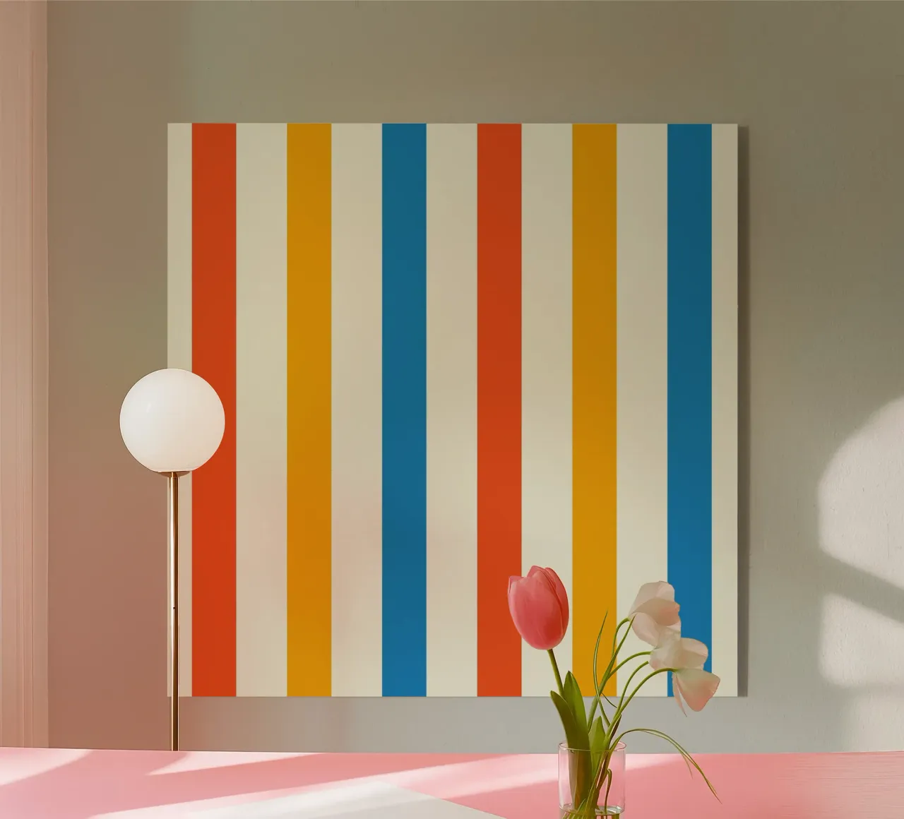 Retro 60s Vibrant Summer Vibes Stripes No2 plexiglass da TijanaArtStudio88