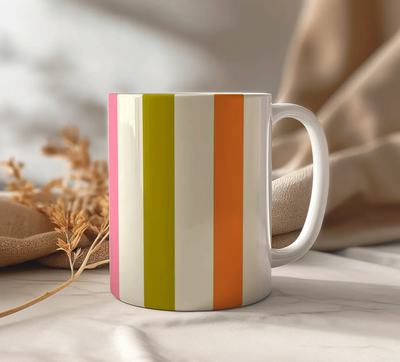 Retro 60s Vibrant Summer Vibes Stripes No3 tazza in ceramica da TijanaArtStudio88