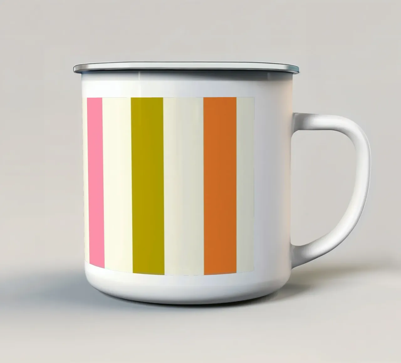 Retro 60s Vibrant Summer Vibes Stripes No3 tazza in smalto da TijanaArtStudio88