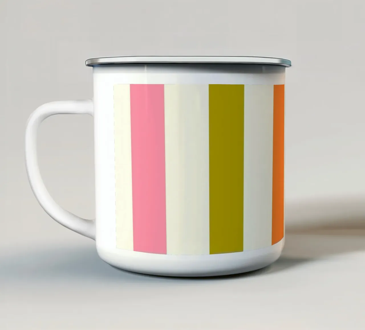 Retro 60s Vibrant Summer Vibes Stripes No3 tazza in smalto da TijanaArtStudio88