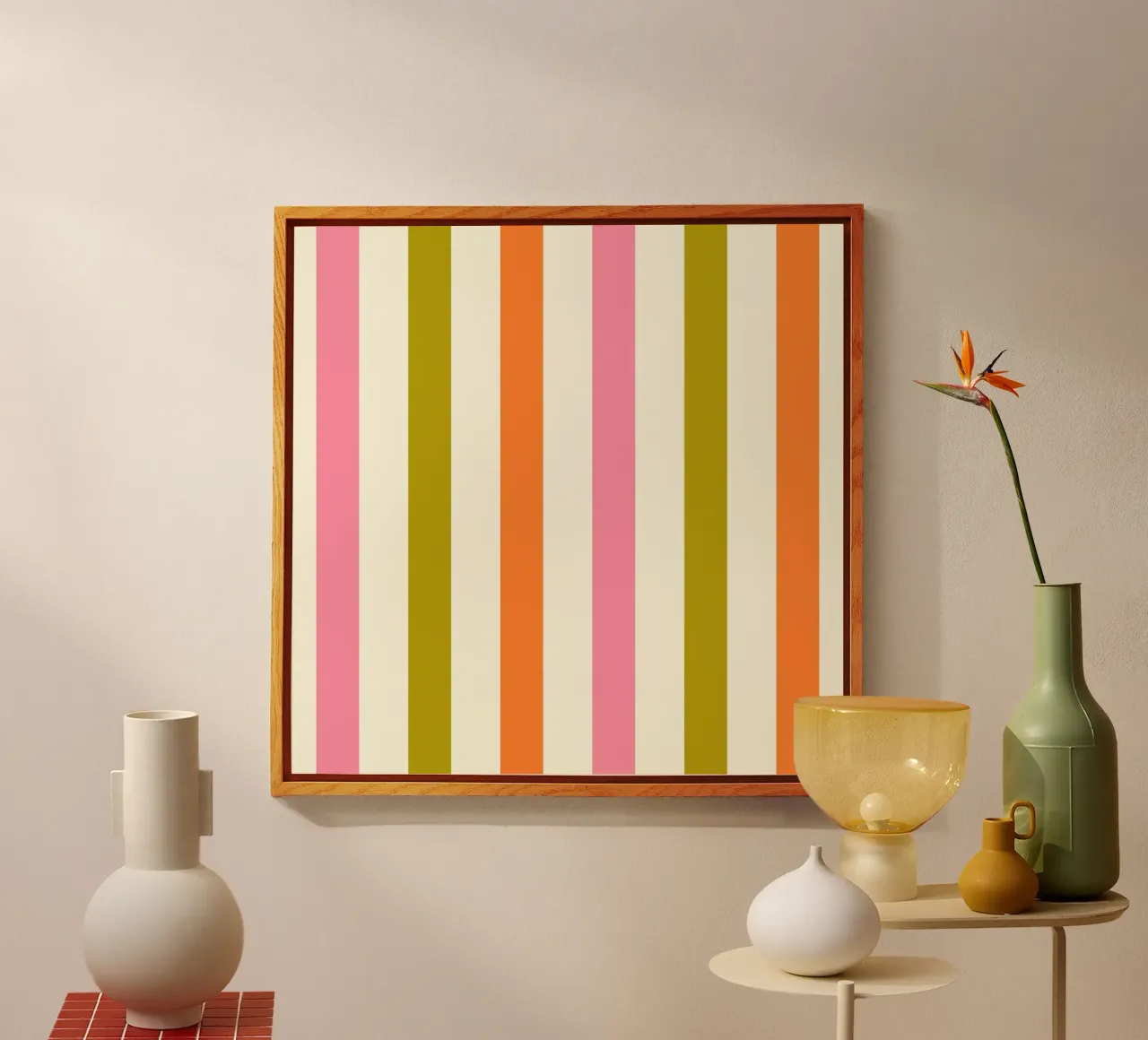 Retro 60s Vibrant Summer Vibes Stripes No3 plexiglass da TijanaArtStudio88