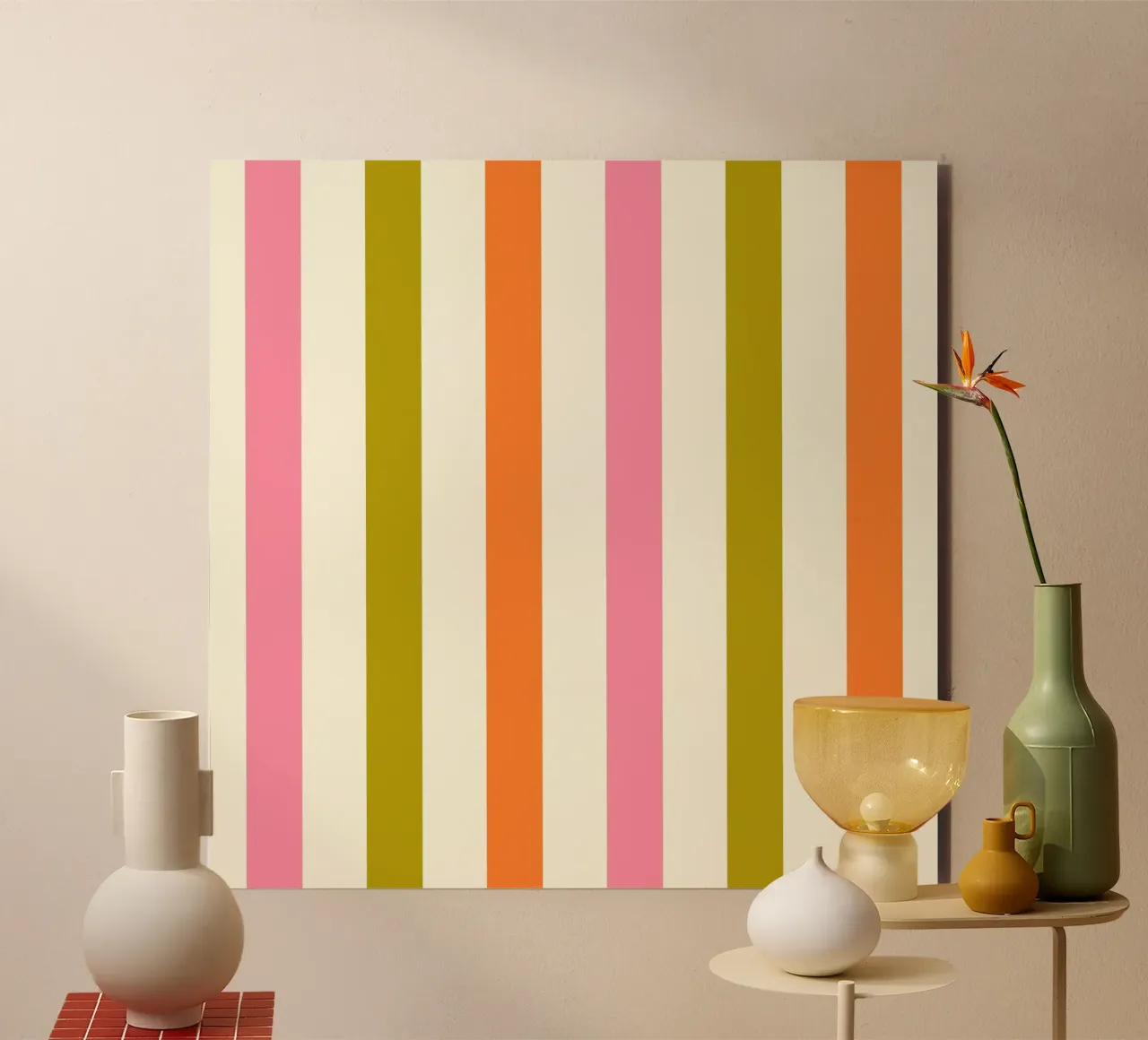 Retro 60s Vibrant Summer Vibes Stripes No3 pannello forex da TijanaArtStudio88