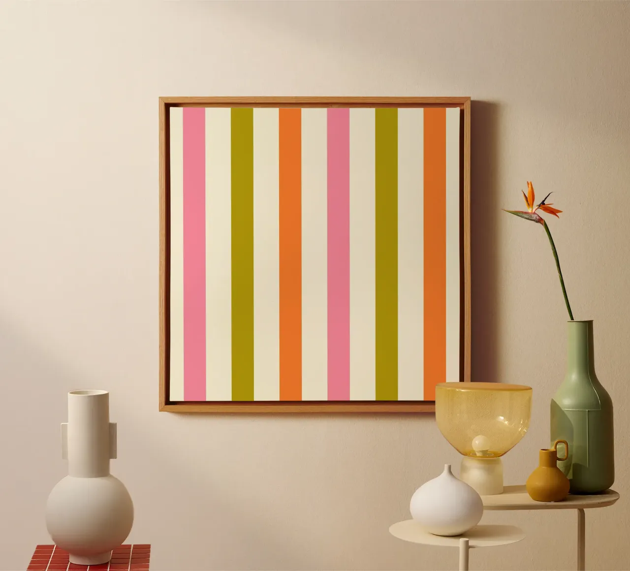 Retro 60s Vibrant Summer Vibes Stripes No3 tela da TijanaArtStudio88