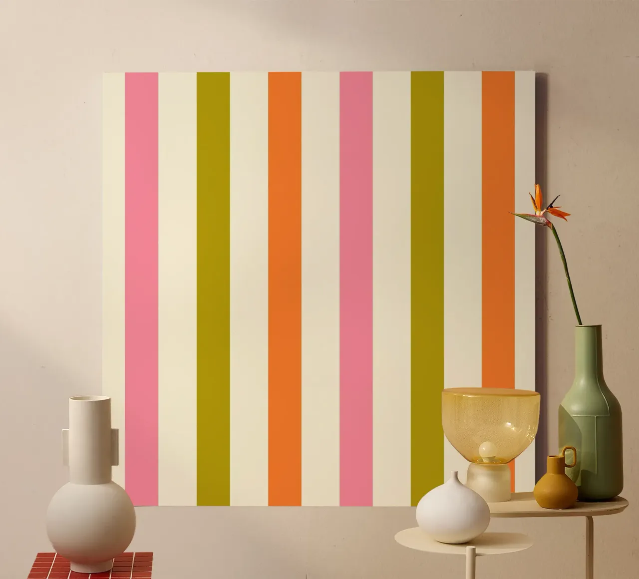 Retro 60s Vibrant Summer Vibes Stripes No3 tela da TijanaArtStudio88