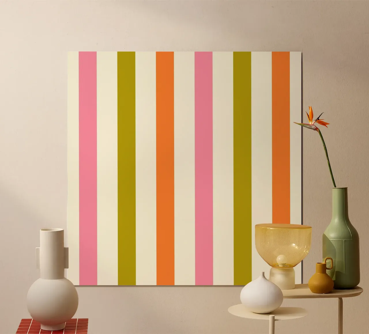 Retro 60s Vibrant Summer Vibes Stripes No3 poster da TijanaArtStudio88