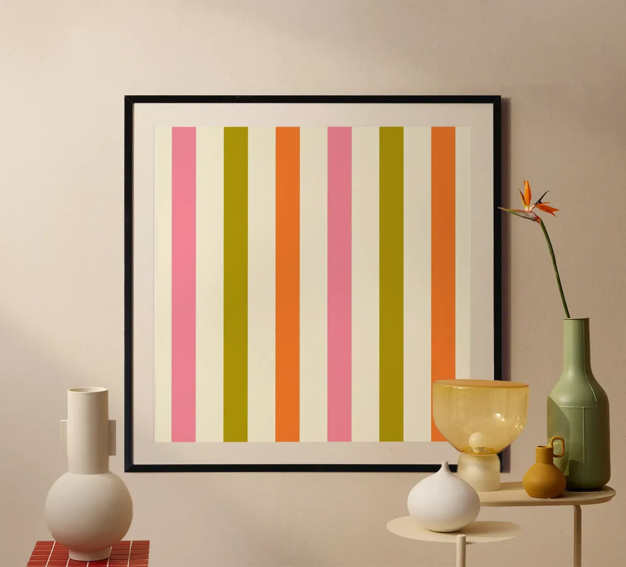 Retro 60s Vibrant Summer Vibes Stripes No3 poster da TijanaArtStudio88