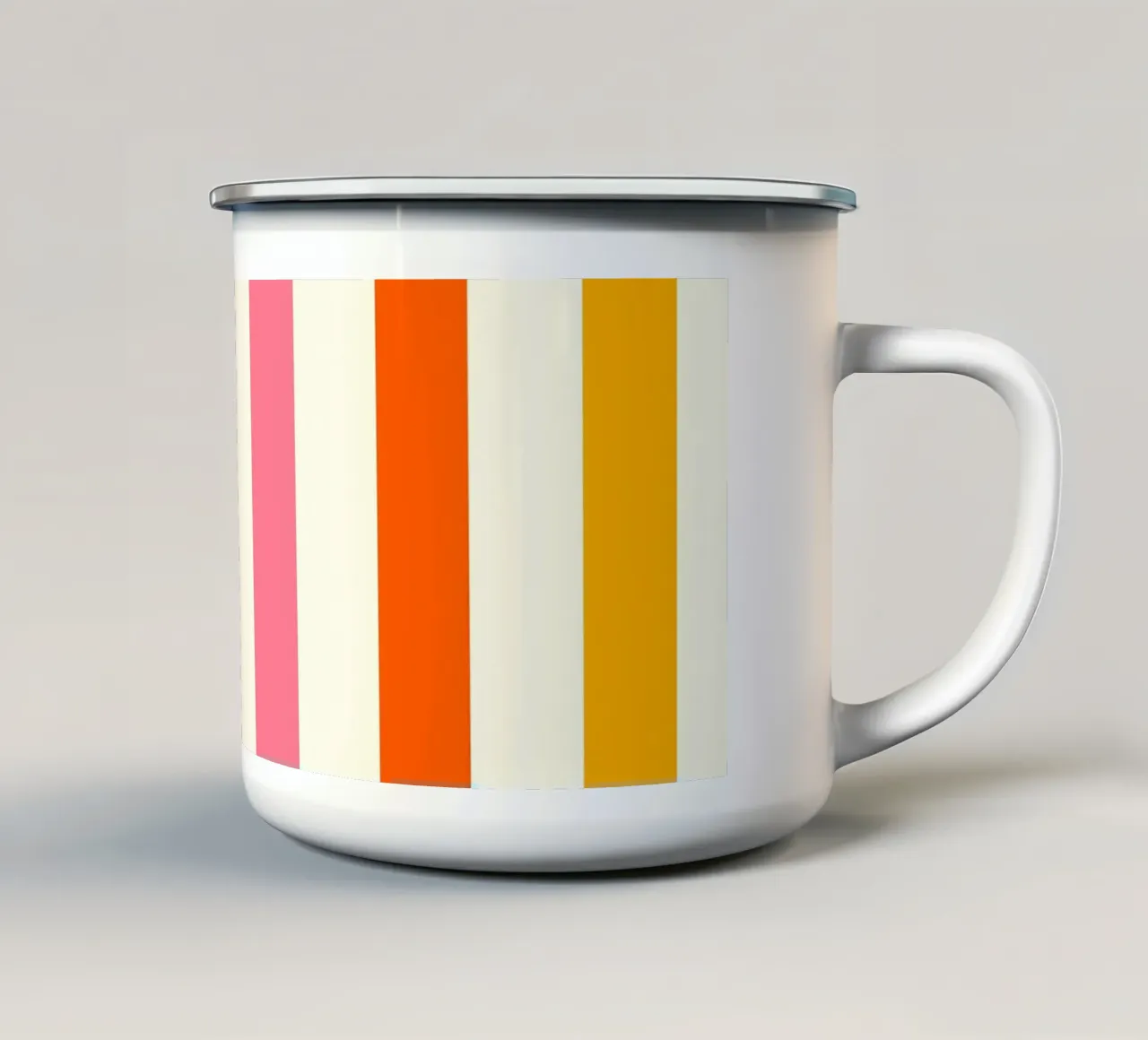 Retro 60s Vibrant Summer Vibes Stripes No4 tazza in smalto da TijanaArtStudio88