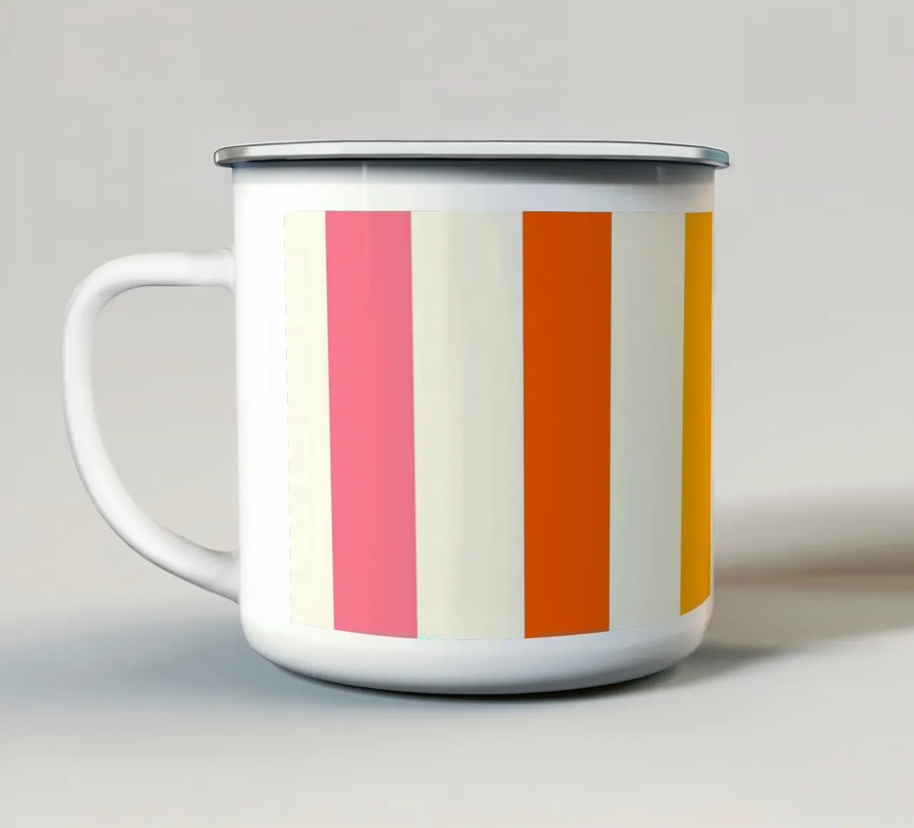 Retro 60s Vibrant Summer Vibes Stripes No4 tazza in smalto da TijanaArtStudio88