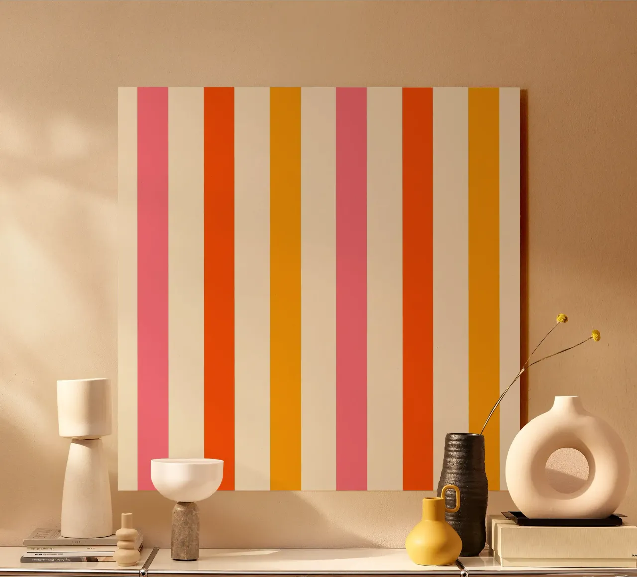 Retro 60s Vibrant Summer Vibes Stripes No4 plexiglass da TijanaArtStudio88
