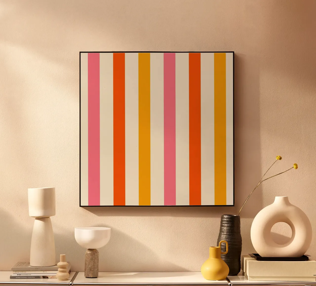 Retro 60s Vibrant Summer Vibes Stripes No4 alluminio dibond da TijanaArtStudio88