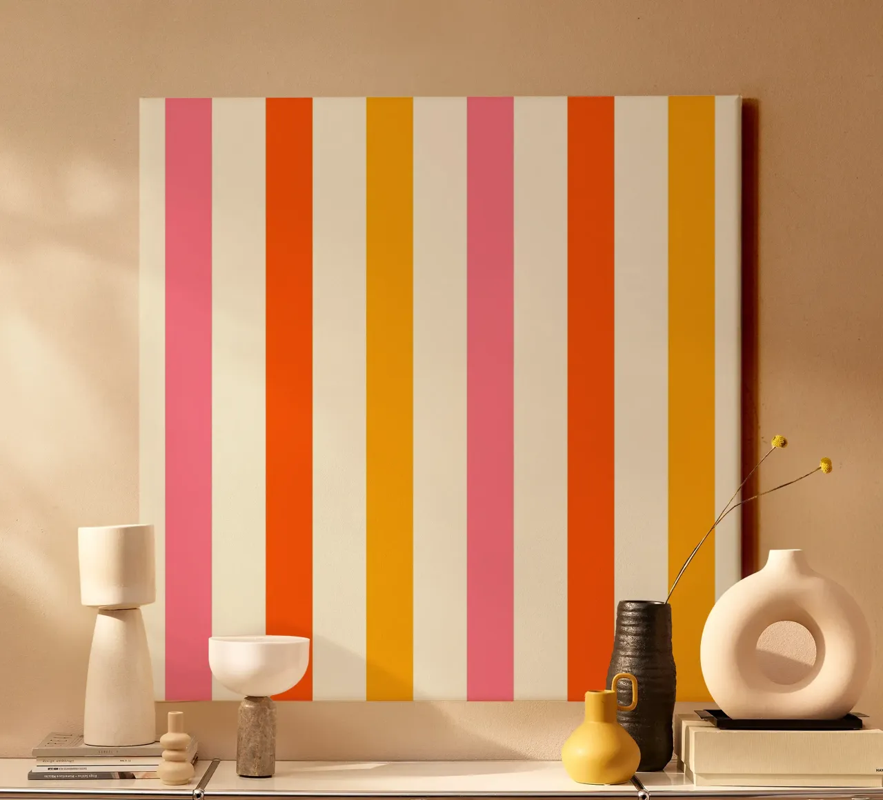 Retro 60s Vibrant Summer Vibes Stripes No4 tela da TijanaArtStudio88