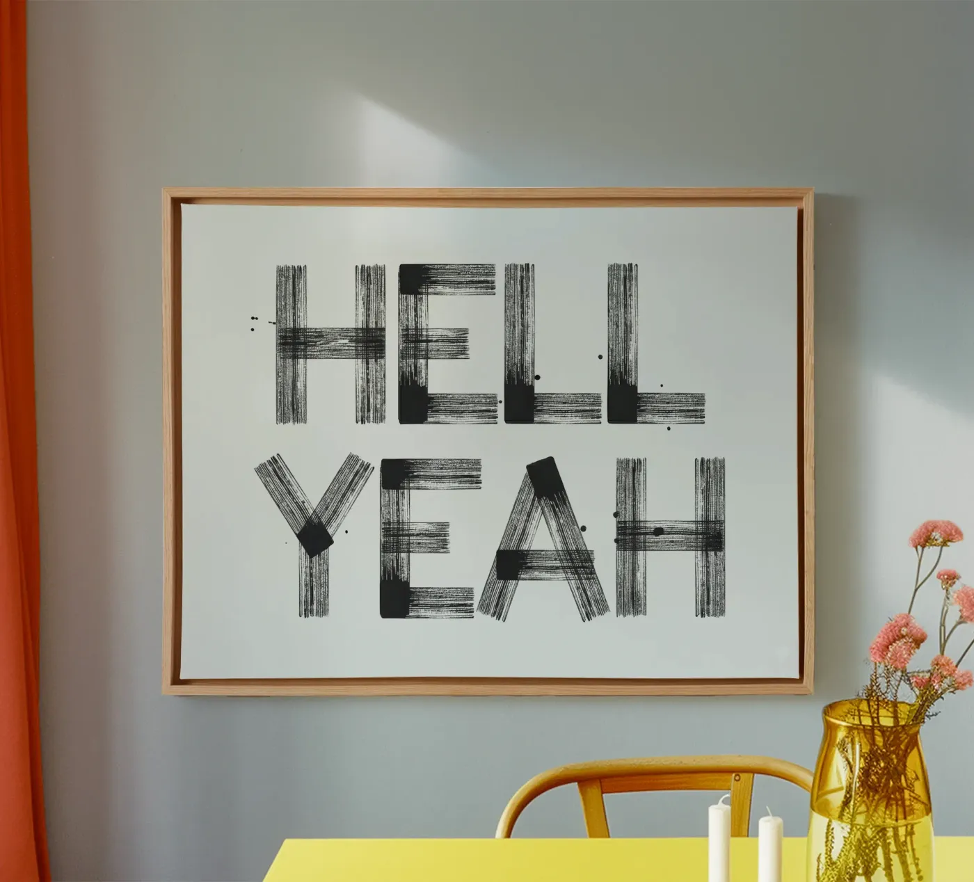 Hell yeah Typography canvas by Attaboy Dsgn