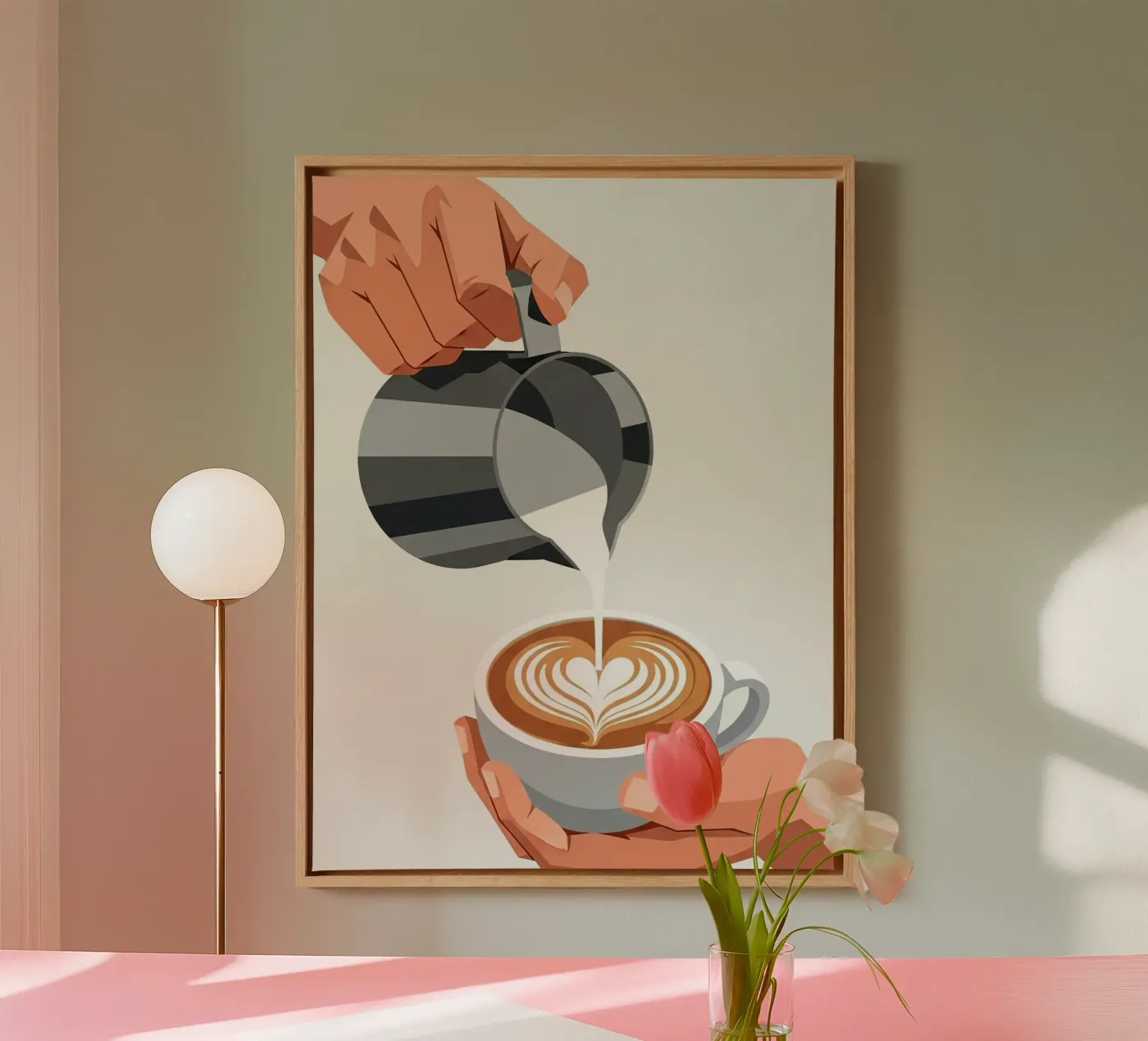 barista hands latte art canvas van LIFESTYLE OBJECTS