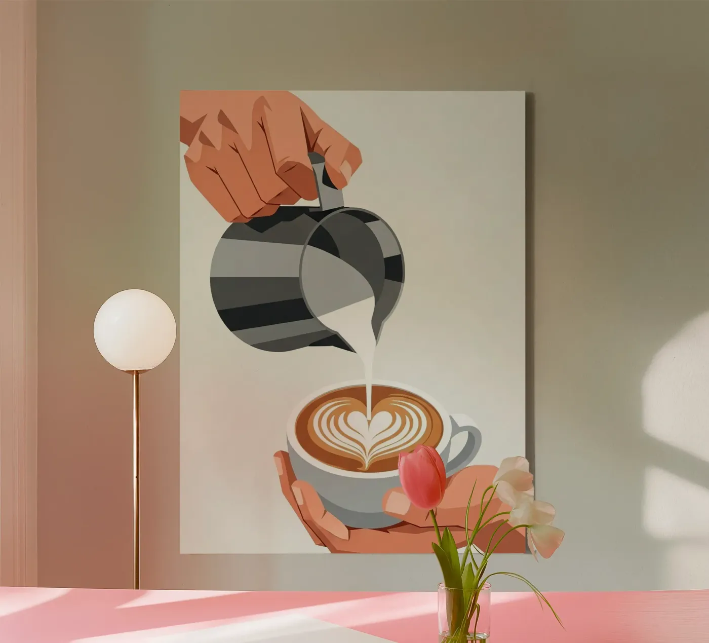 barista hands latte art canvas van LIFESTYLE OBJECTS