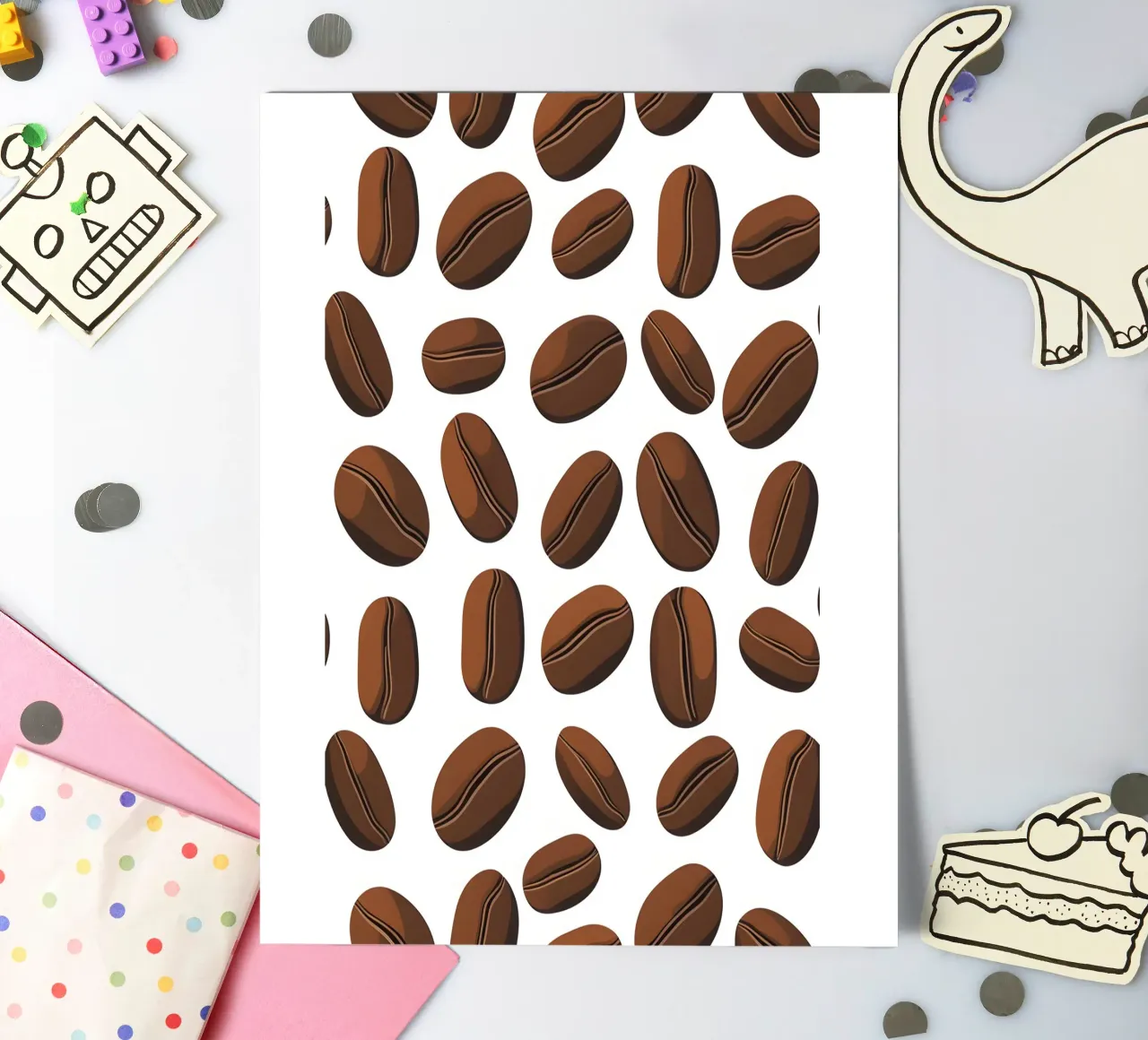 Coffee beans pattern sticker sheet by LIFESTYLE OBJECTS