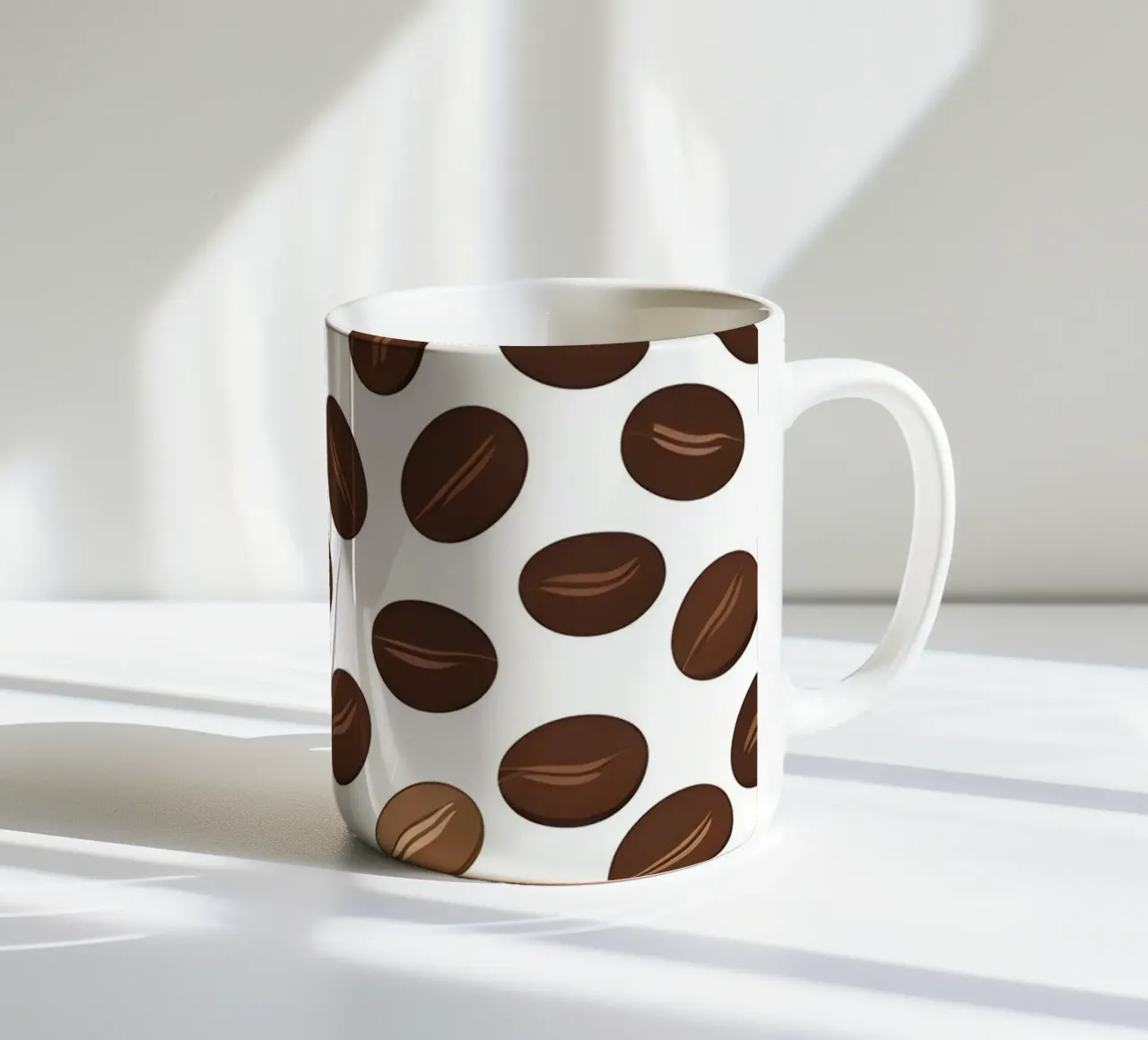 Coffee beans pattern ceramic mug by LIFESTYLE OBJECTS