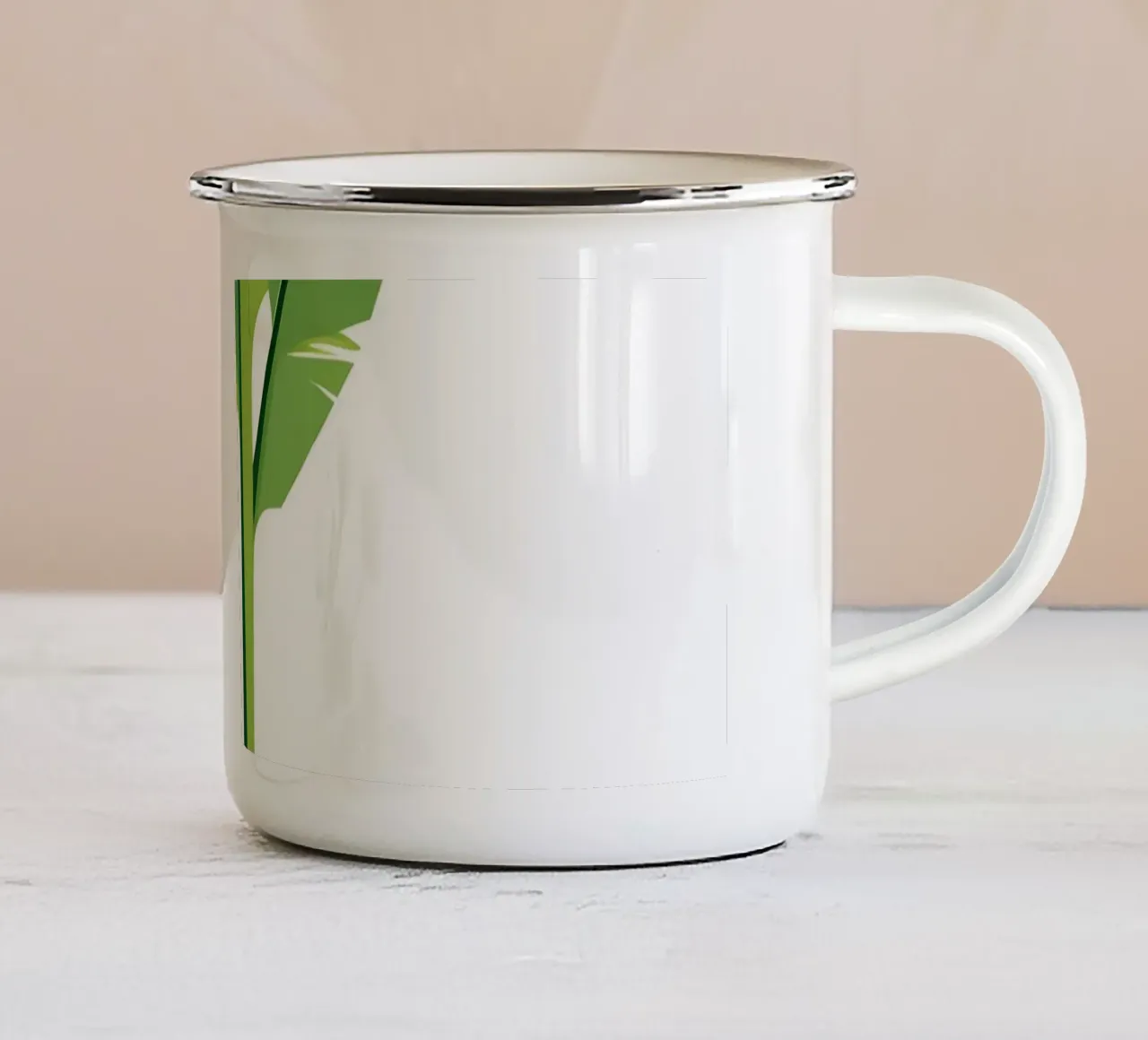 Section of banana leaf shape enamel mug by Botanical Gallery