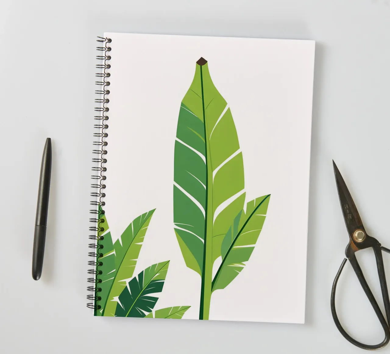 Section of banana leaf shape spiral notebook by Botanical Gallery